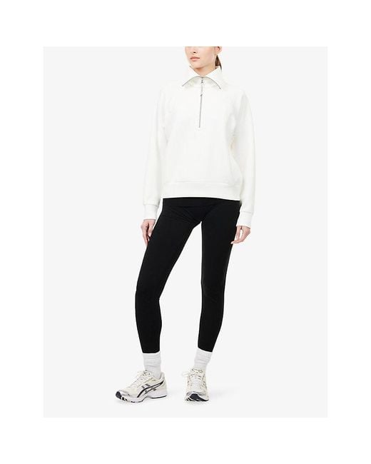 Spanx White Airessentials Half-Zip Stretch-Jersey Sweatshirt