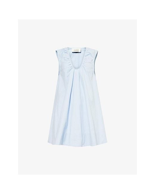Dissh Blue Gabby Flared Cotton-Poplin Mini Dress