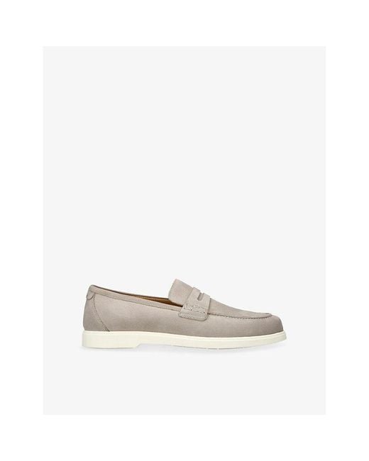 Loake White Como Suede Penny Loafers for men