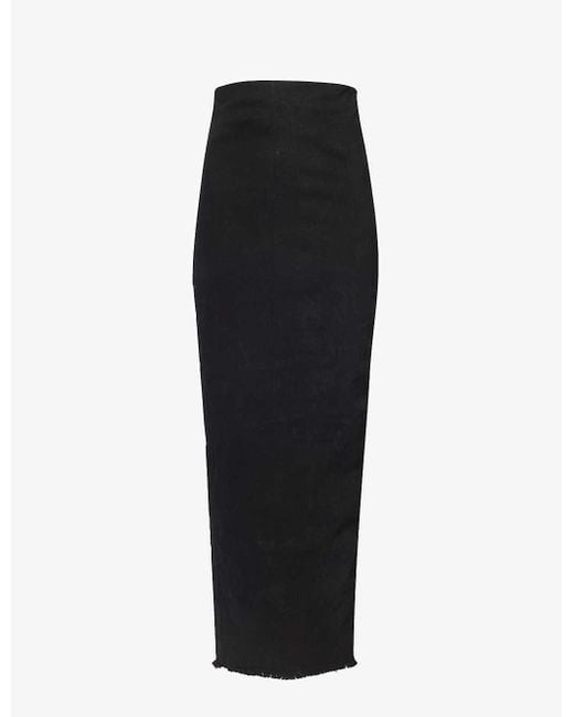 Rick Owens Black Pillar High-waist Stretch-denim Blend Maxi Skirt