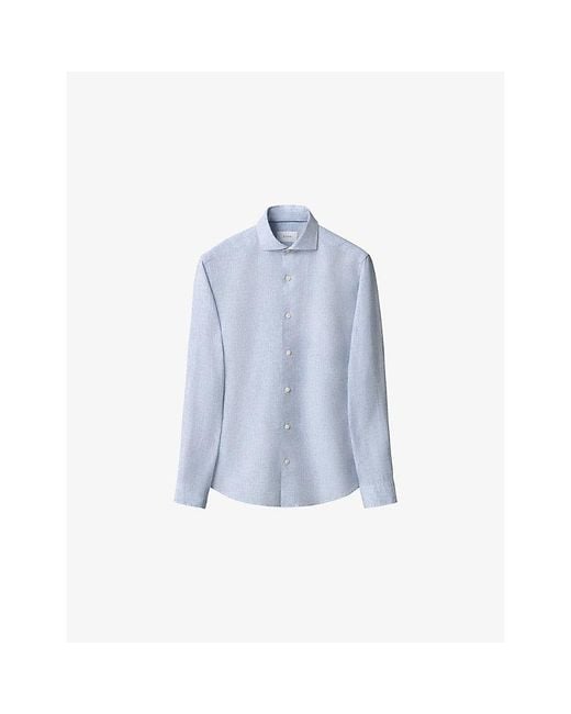 Eton of Sweden Blue Casual-Fit Long-Sleeve Linen Shirt for men
