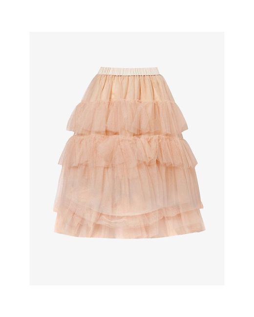 Simone Rocha Pink Mid-rise Layered Woven Midi Skirt