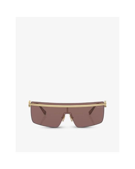 Miu Miu Pink Mu 50zs Irregular-frame Metal Sunglasses