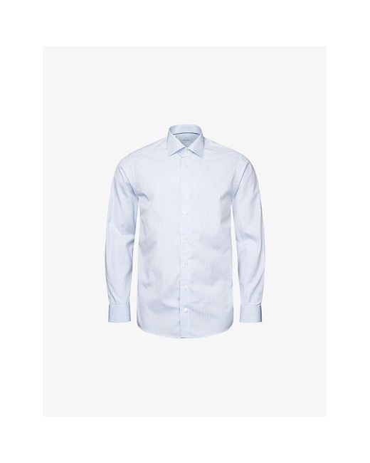 Eton of Sweden Blue Elevated Striped Regular-fit Cotton-poplin Shirt for men