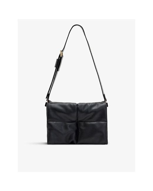 AllSaints Black Vittoria Padded Leather Shoulder Bag