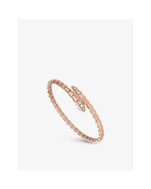 BVLGARI White Serpenti Viper 18Ct Rose- And 0.47Ct Diamond Bracelet