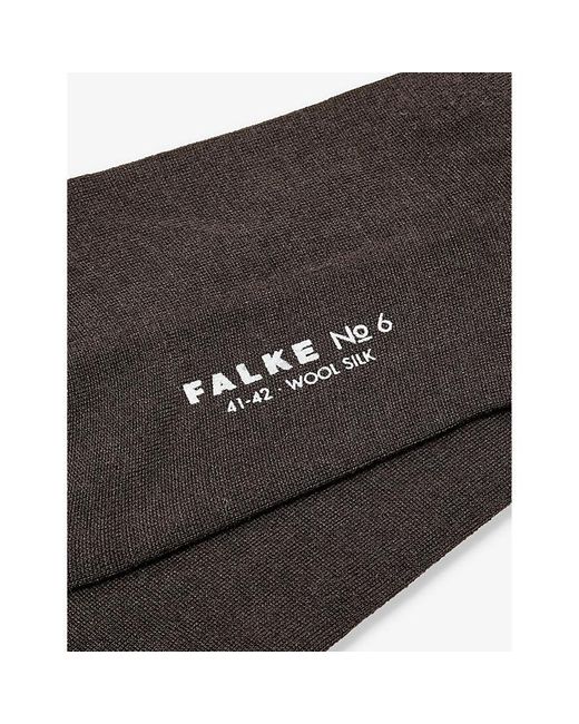 Falke Brown No. 6 Logo-print Wool And Silk-blend Knitted Socks for men