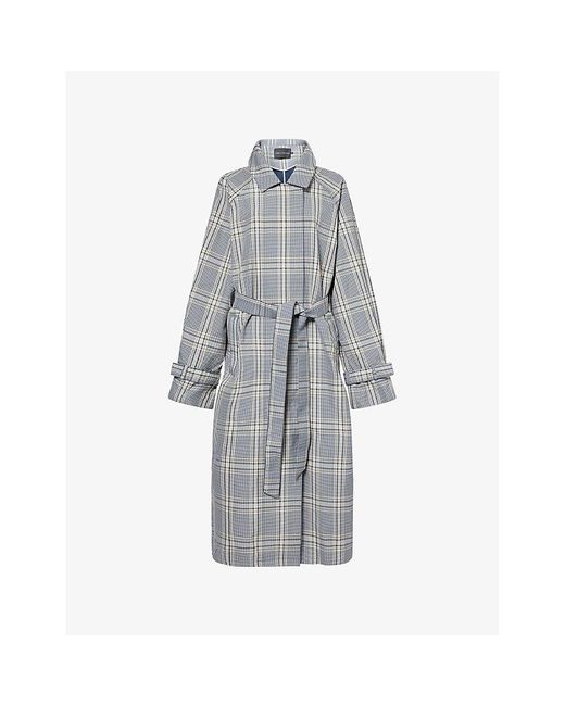 Camilla & Marc Gray Delta Plaid Check-Print Woven Trench Coat