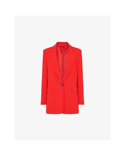 Whistles Red Single-breasted Relaxed-fit Crepe Blazer