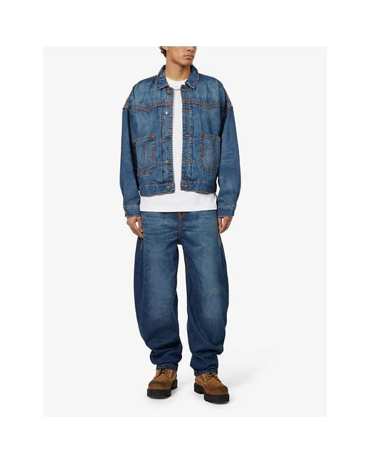 True Religion Blue X Sebastien Ami Warped Joey Regular-fit Barrel-leg Stretch-denim Jeans for men