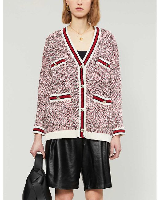 Maje Multicolor Metallic Knit Relaxed-fit Cardigan