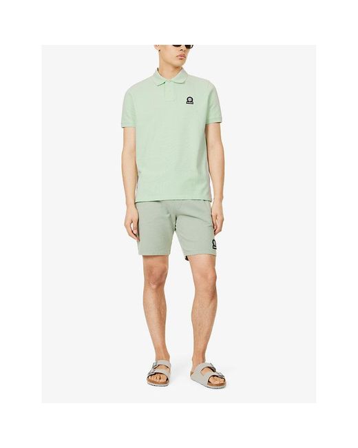 Sandbanks Green Brand-patch Crewneck Organic-cotton Polo Shirt Xx for men