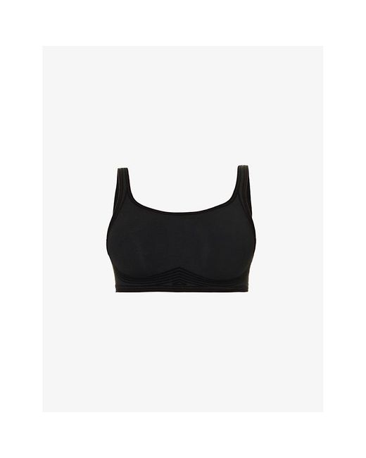 Wolford Black Contour Skin Scoop-Neck Stretch-Woven Bra