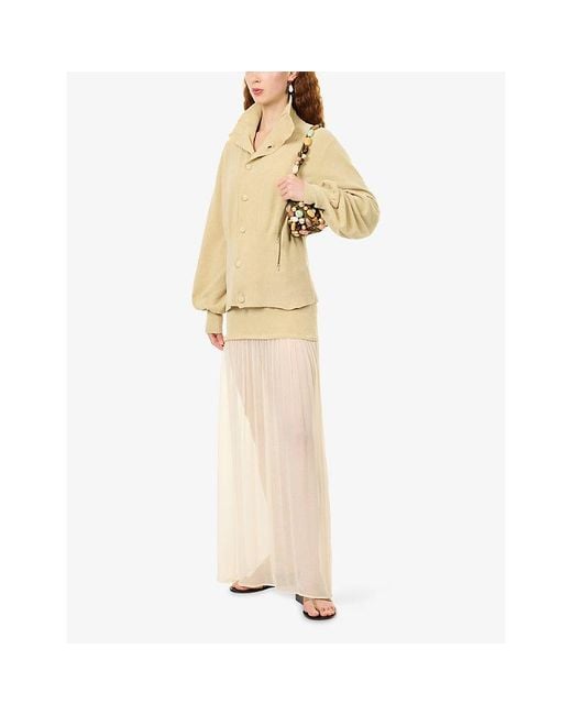 AYA MUSE Natural Asha Sheer-Panel Cotton Maxi Skirt