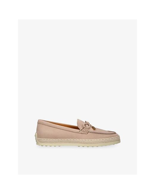 Tod's Natural Laccetto 92K Suede Loafers