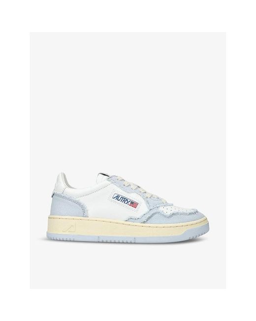 Autry Blue Medalist Low-top Leather And Canvas Trainers