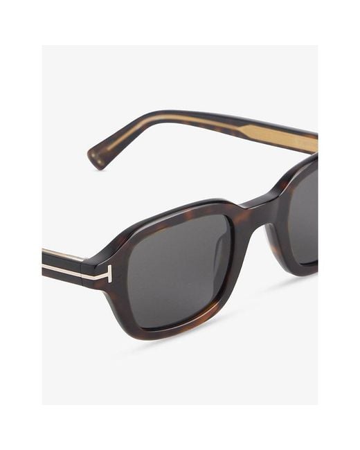 Tom Ford Black Icon Square-Frame Tortoiseshell Acetate Sunglasses for men