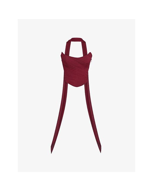 House Of Cb Red Hallie Strapless Stretch-Woven Corset