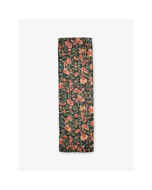 Rixo Multicolor Julien Floral-Print Chiffon Scarf