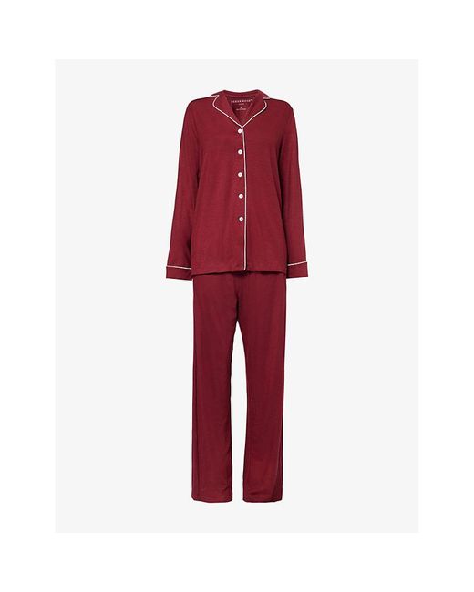 Derek Rose Red Lara Relaxed-Fit Stretch-Modal Pyjama Set