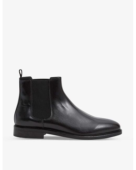 Reiss Black Tenor Leather Chelsea Boots for men