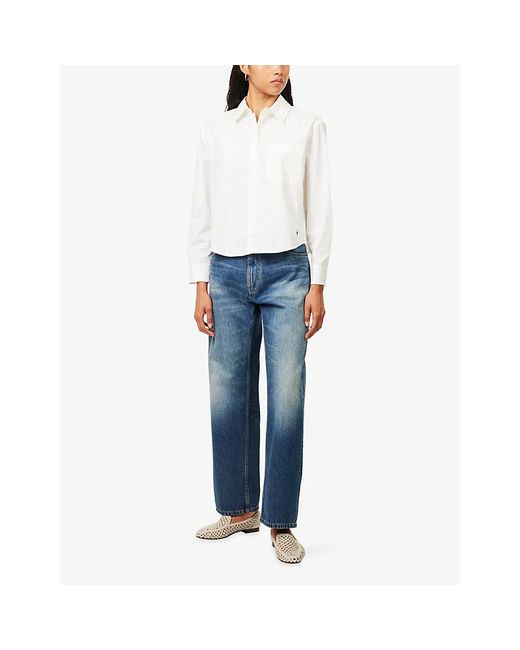 Weekend by Maxmara White Boxy-Fit Patch-Pocket Cotton Shirt