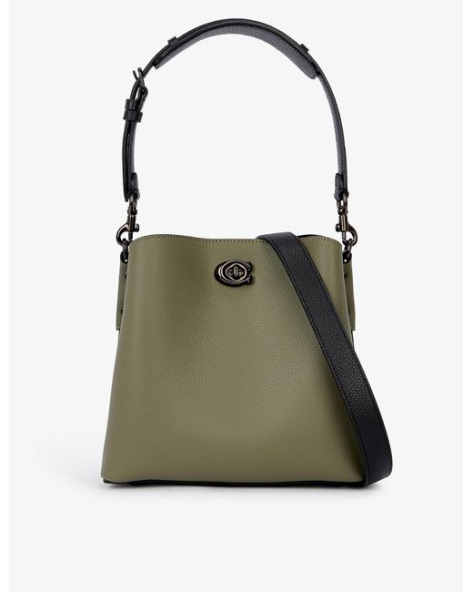 COACH Willow Pebbled Leather Bucket Bag in Khaki (Green) | Lyst UK