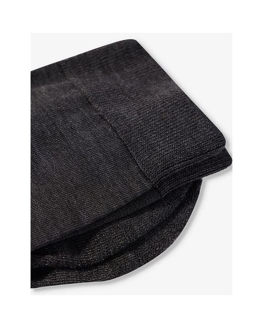 Falke Black Brushed Mid-Calf Polyamide And Wool-Blend Knitted Socks
