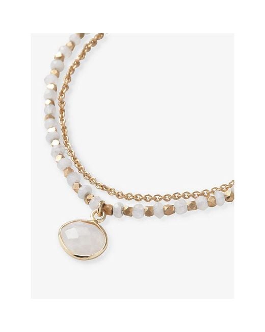 The White Company White Moonstone Drop Beaded -plated Brass Bracelet