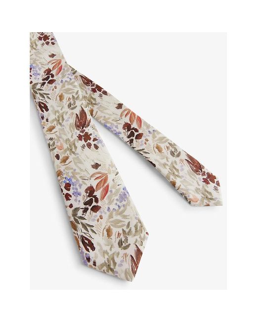 Ted Baker White Moiselt Floral-print Silk Tie for men