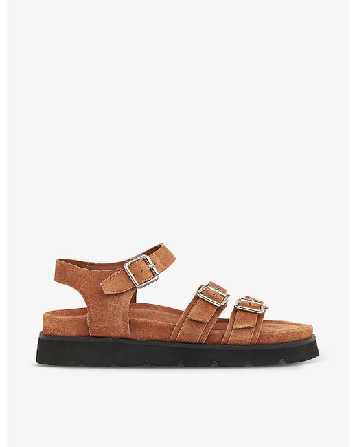 Whistles Brown Jemma Chunky Cleated-sole Leather Sandals