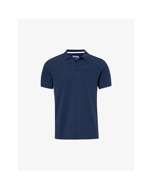 Vilebrequin Blue Palatin Logo-embroidered Cotton Polo Shirt for men