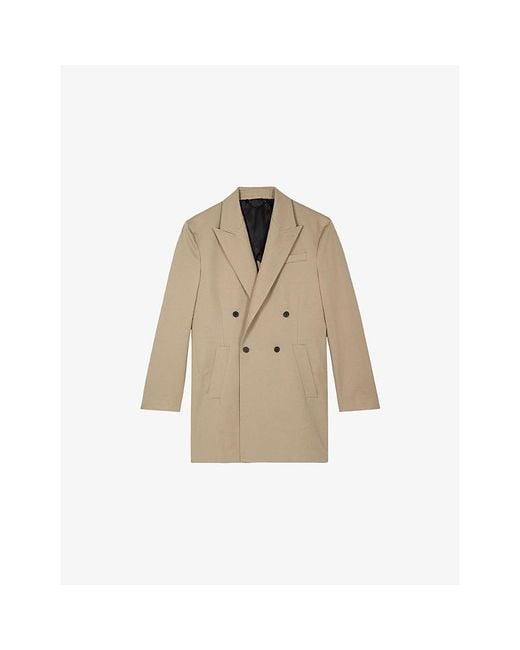 The Kooples Natural Peak-Lapel Double-Breasted Cotton Jacket for men