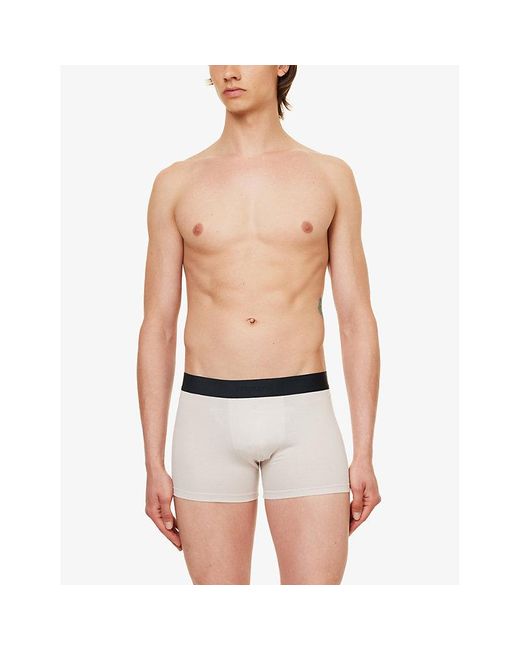Zimmerli of Switzerland White Logo-waistband Mid-rise Stretch-jersey Boxer Briefs for men