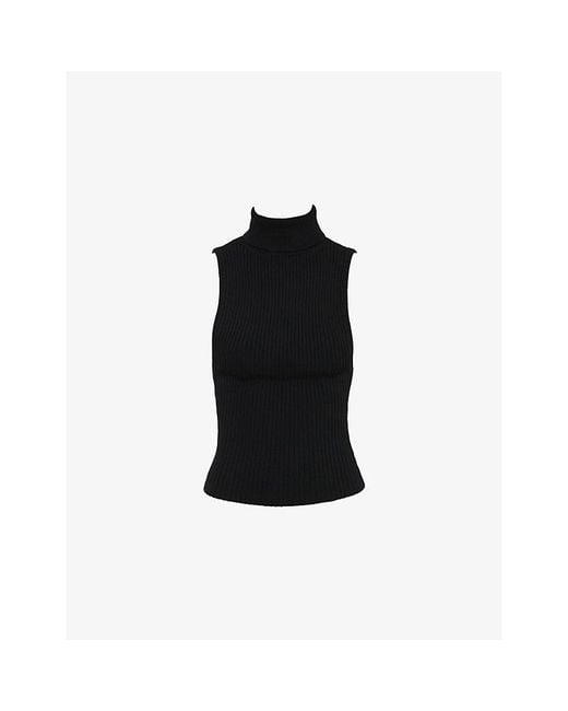 House Of Cb Black Dina Backless Ribbed-Knit Vest Xs (A-C Cup)
