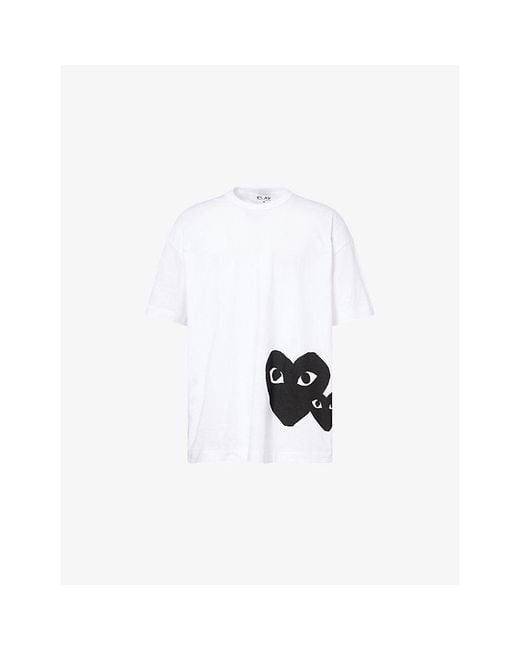 COMME DES GARÇONS PLAY White Heart-Print Oversized Cotton-Jersey T-Shirt for men