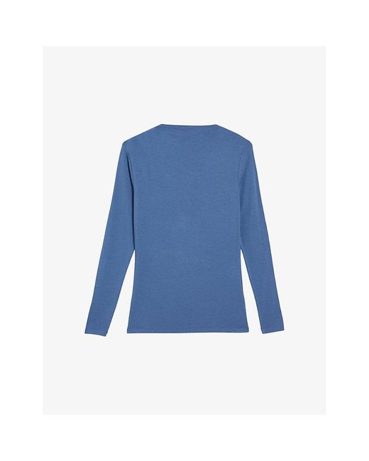 Ted Baker Blue Raylee Pleated Stretch-woven Top