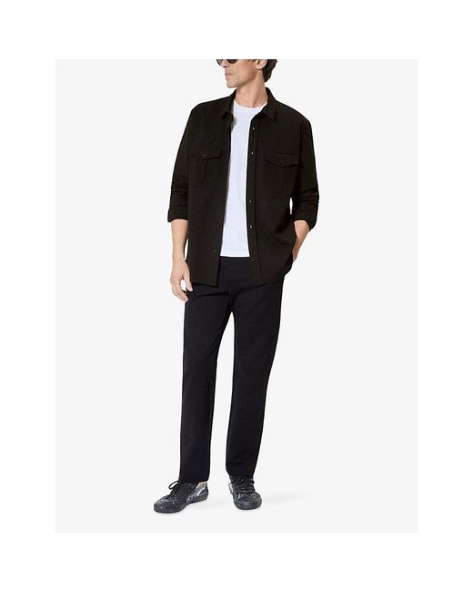 The Kooples Black Chest-Pocket Long-Sleeved Stretch-Woven Shirt for men