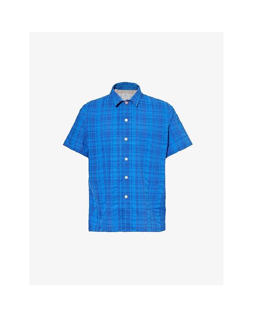 PS by Paul Smith Blue Plaid-patterned Regular-fit Cotton Shirt for men