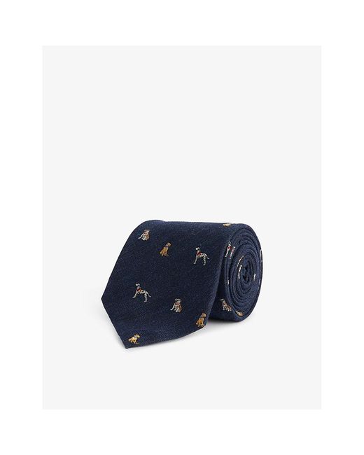 Paul Smith Blue Dog-embroidered Silk-blend Tie for men