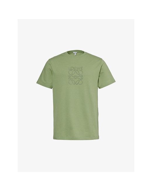 Loewe Green Anagram-embroidered Relaxed-fit Cotton-jersey T-shirt for men