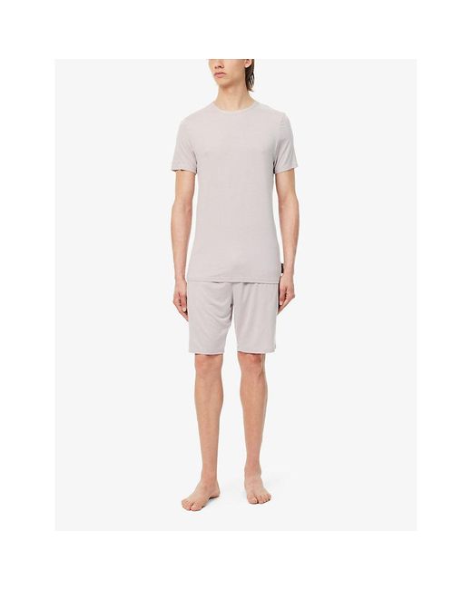 Calvin Klein Multicolor Branded-waistband Straight-leg Stretch-recycled Modal Shorts for men