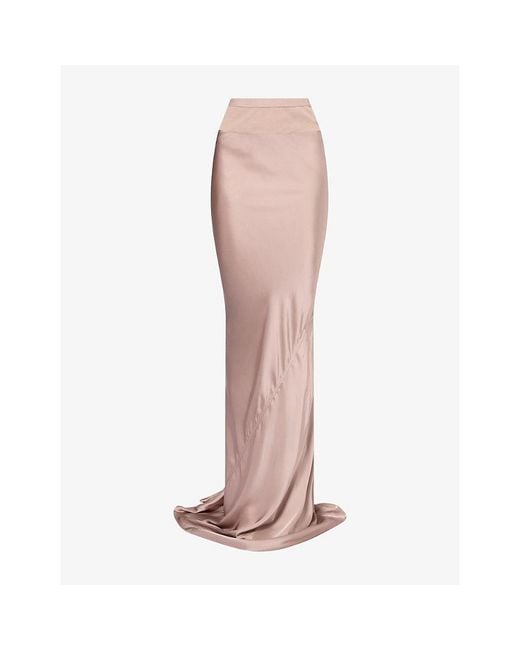 Rick Owens Pink Coda Ribbed-Panel Satin Maxi Skirt