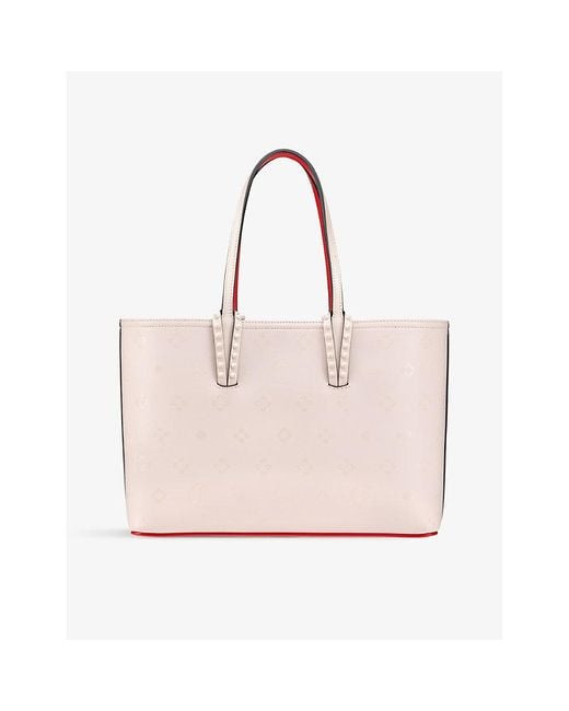 Christian Louboutin  Cabata small spikes white leather tote bag