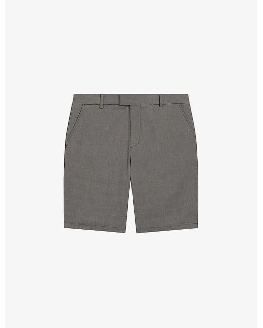 Ted Baker Gray Katford Textured Stretch-cotton Shorts for men