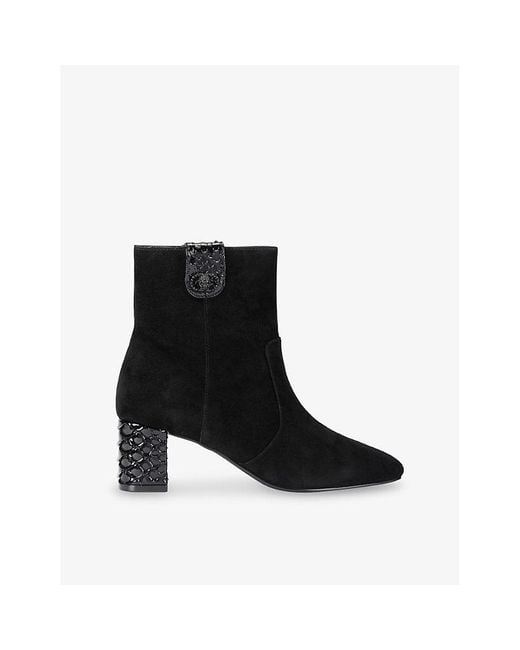 Kurt Geiger Black Chelsea Trim Heeled Suede Ankle Boots