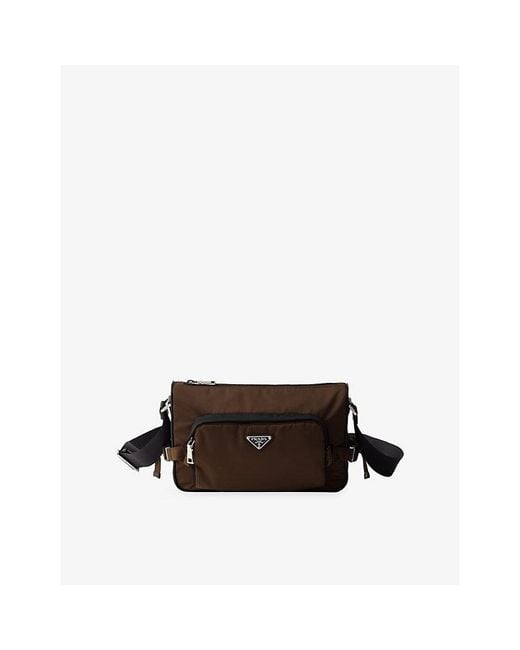 Prada Brown Medium Re-Nylon And Leather Shoulder Bag for men
