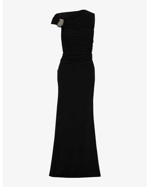 Alexander McQueen Black Crystal-embellished Slim-fit Woven Maxi Dress