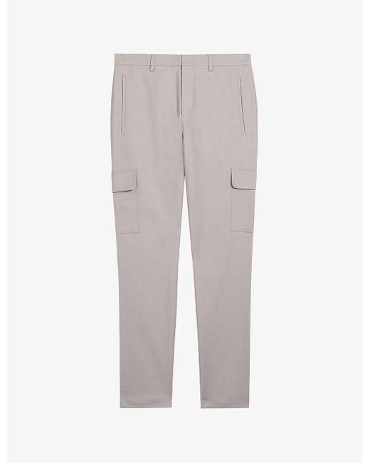 Ted Baker Gray Hakknee Patch-pocket Slim-fit Stretch-cotton Trousers for men