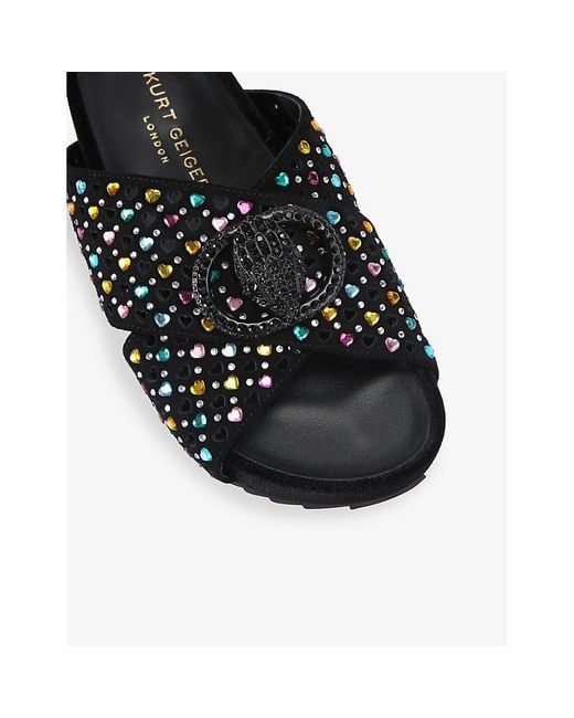 Kurt Geiger Black Chelsea Cross-Strap Suede Sandals